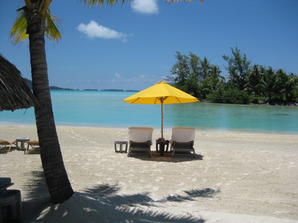 A private lagoon with a secluded umbrella for two!