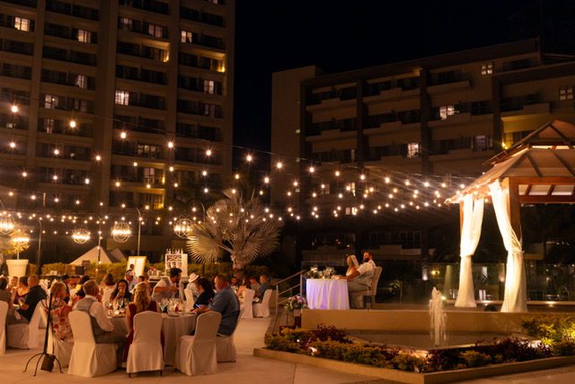 Destination wedding reception on the Vista Terrace at Dreams Vallarta Bay