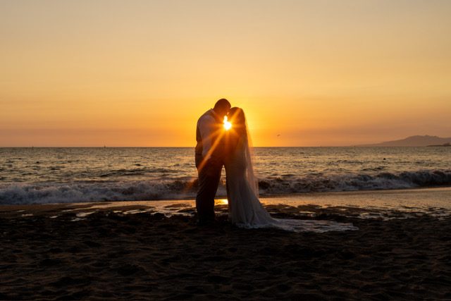 Sunset couple photo after a destination wedding ceremony