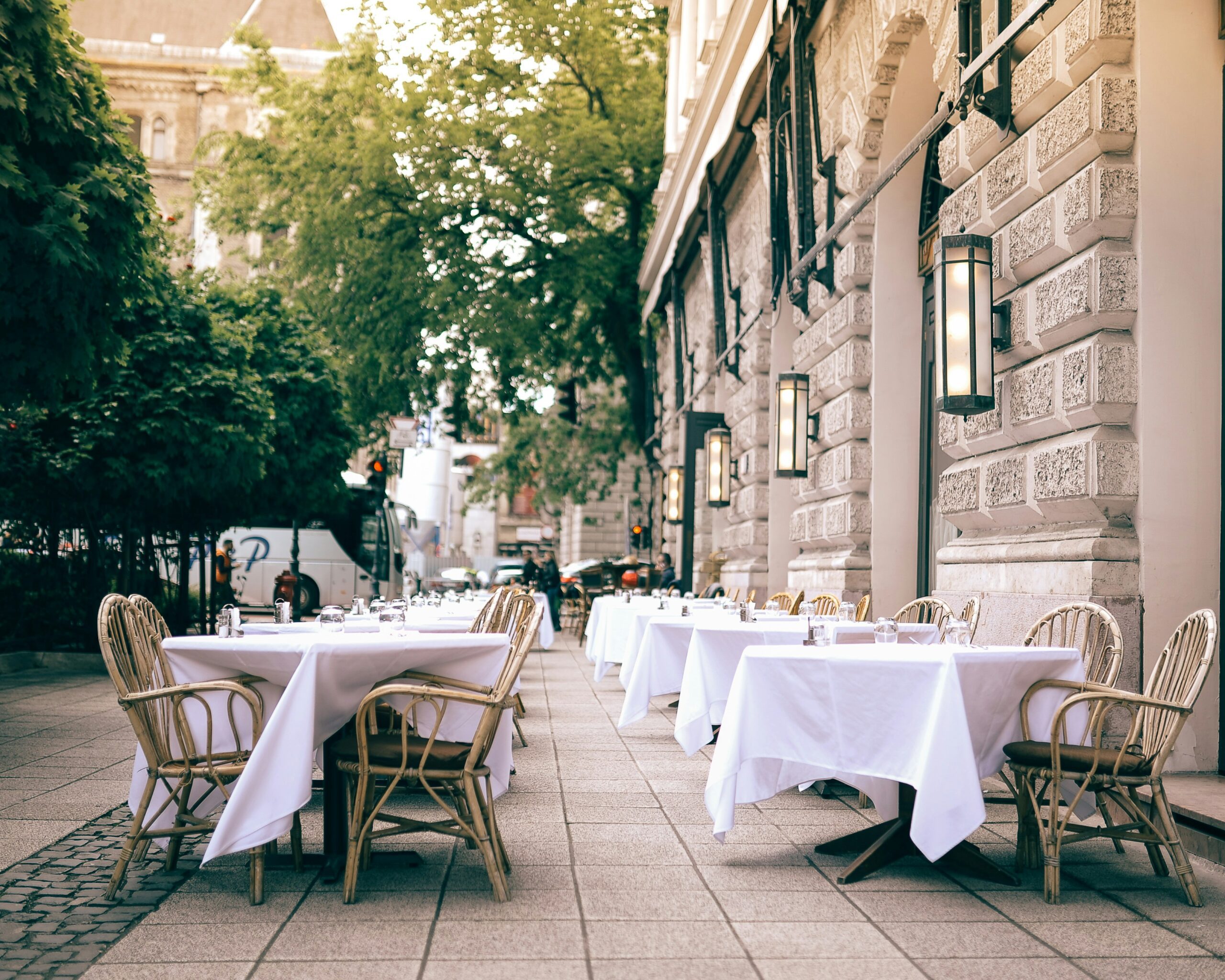 Outdoor sidewalk cafe in Europe